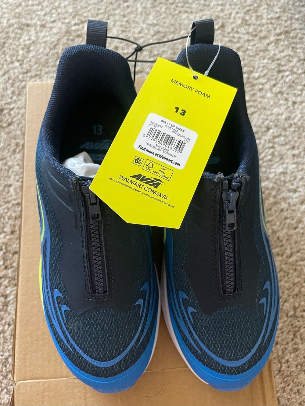Avia  Memory Foam Slip-On Sneakers in Navy and Blue